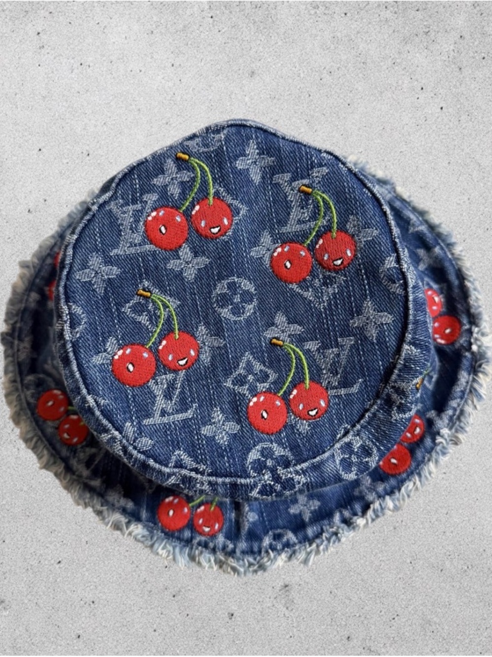 Louis Vuitton Blue Denim Cherry Monogram Bucket Hat - Picture 2 of 3